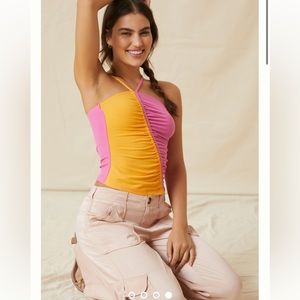 DOLAN Asymmetric Ruched Tank Top
